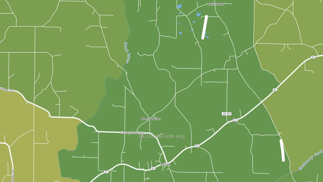 North Walter, AL Map of Murder Rates