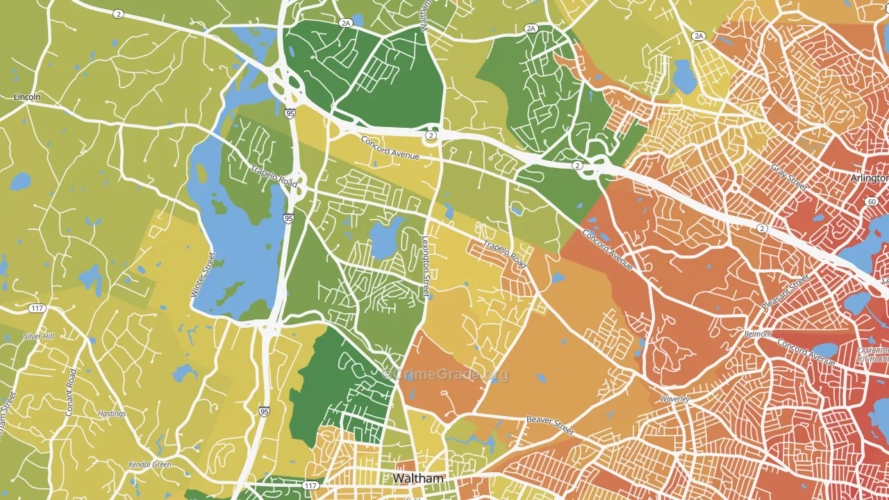North Waltham, Waltham, MA Map of Murder Rates