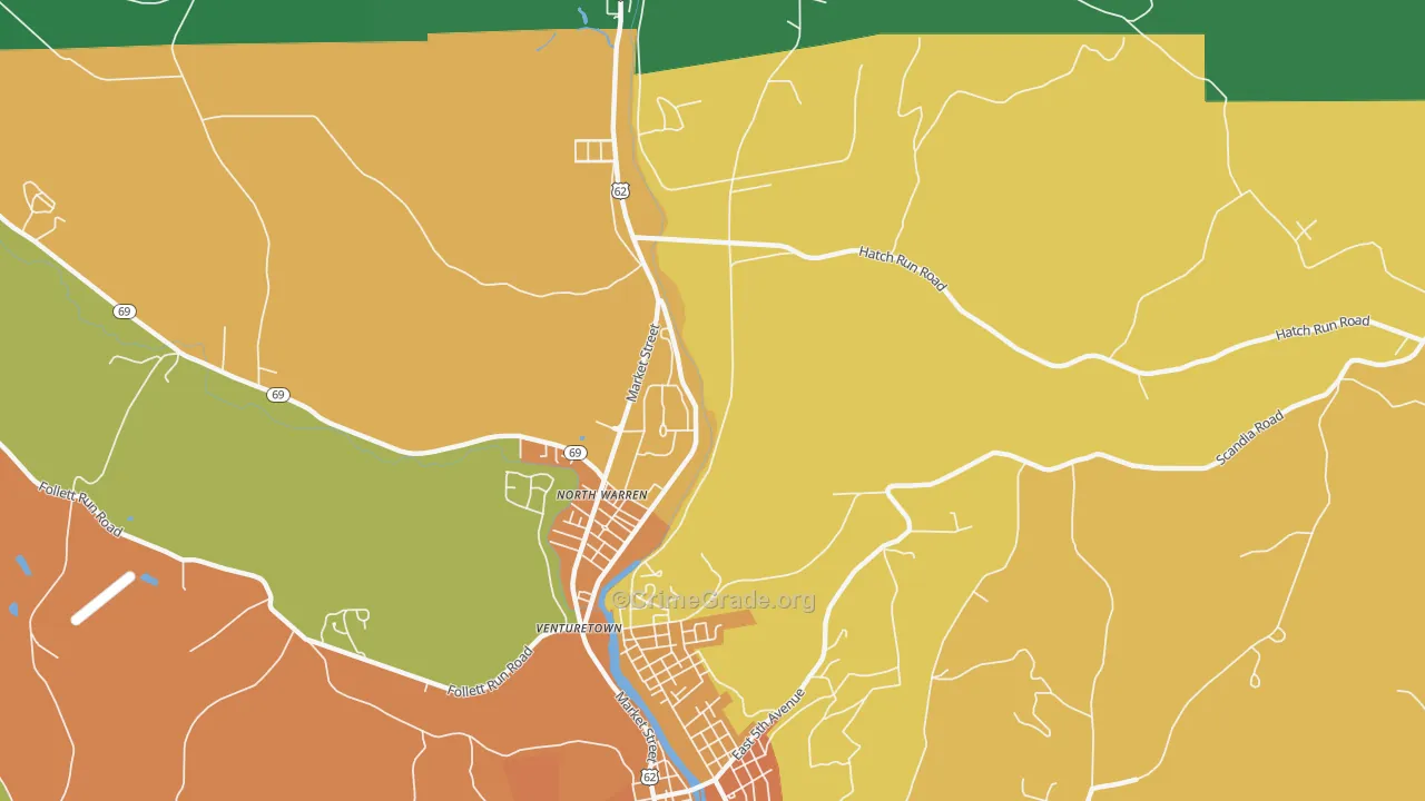 North Warren, PA Map of Murder Rates