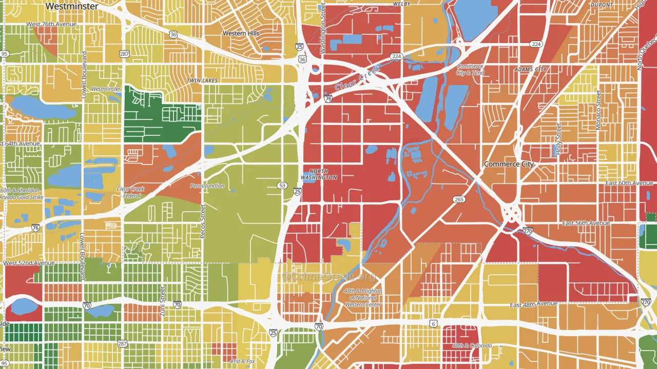 North Washington, CO Map of Murder Rates