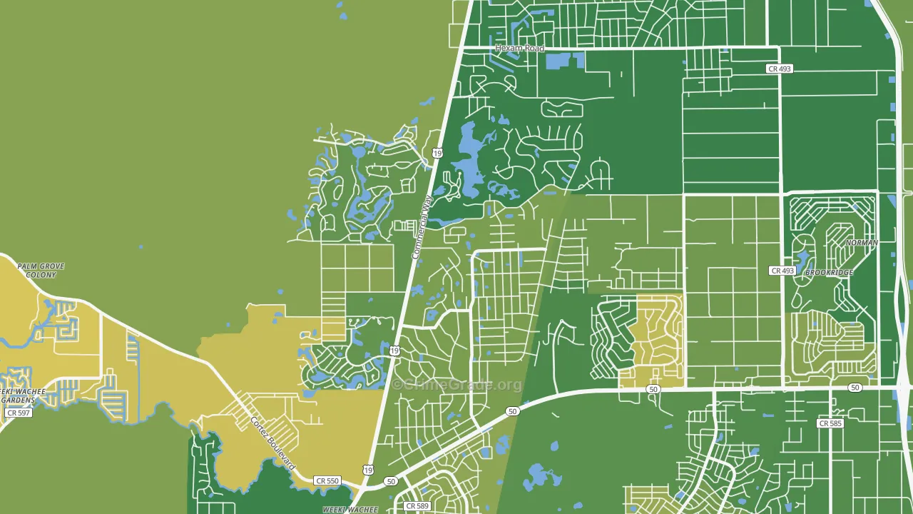 North Weeki Wachee, FL Map of Murder Rates