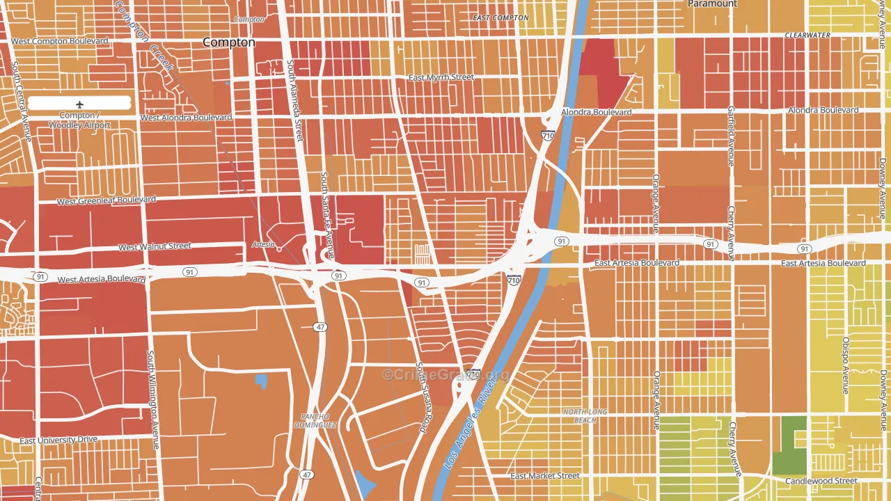 North West Long Beach, Long Beach, CA Map of Murder Rates