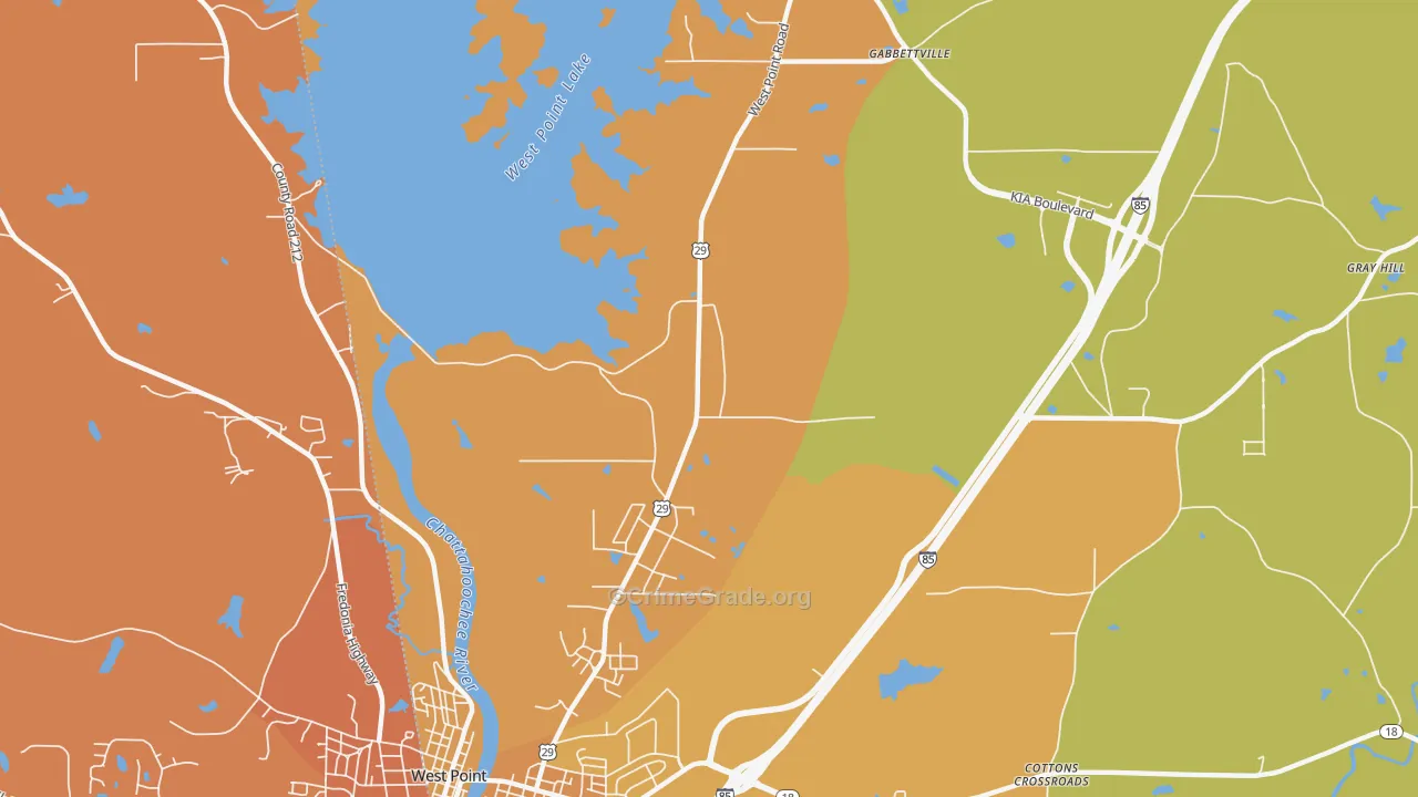 North West Point, GA Map of Murder Rates