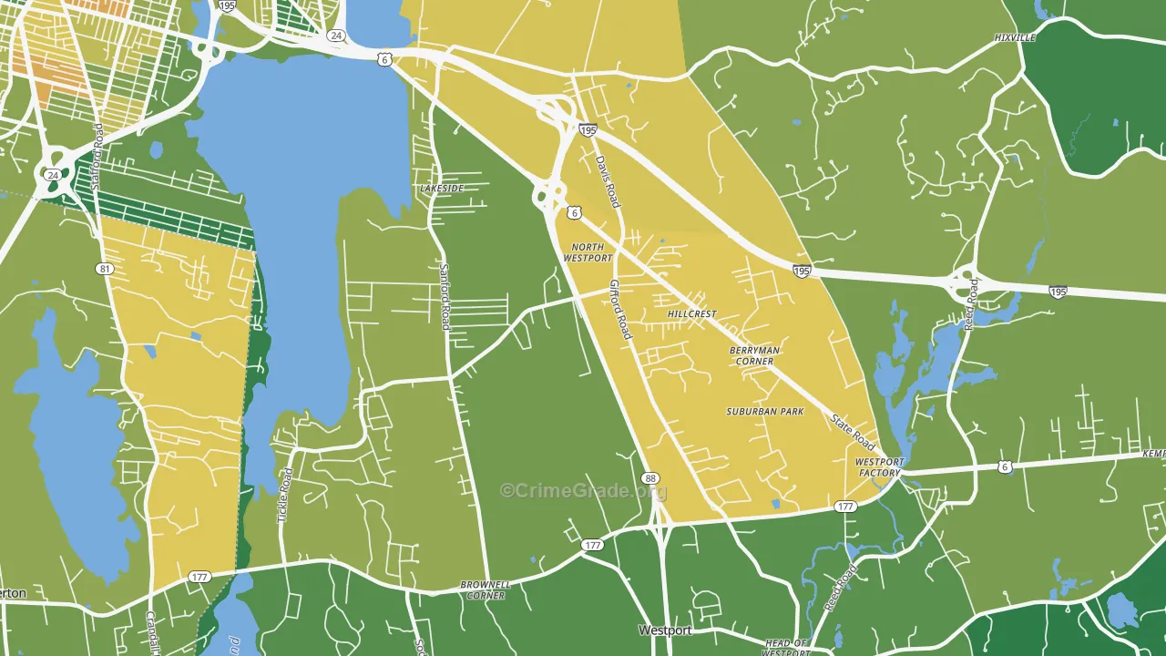 North Westport, MA Map of Murder Rates