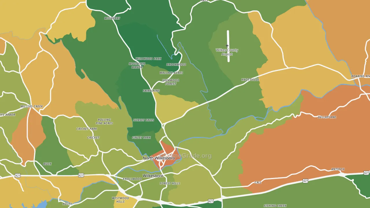 North Wilkesboro, NC Map of Murder Rates