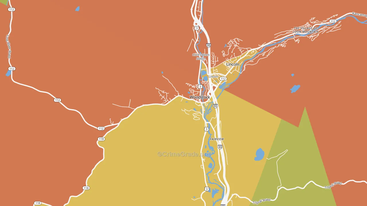 North Woodstock, NH Map of Murder Rates