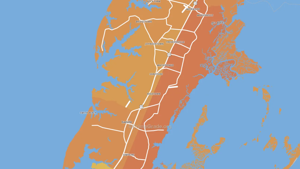 Northampton County, VA Map of Murder Rates