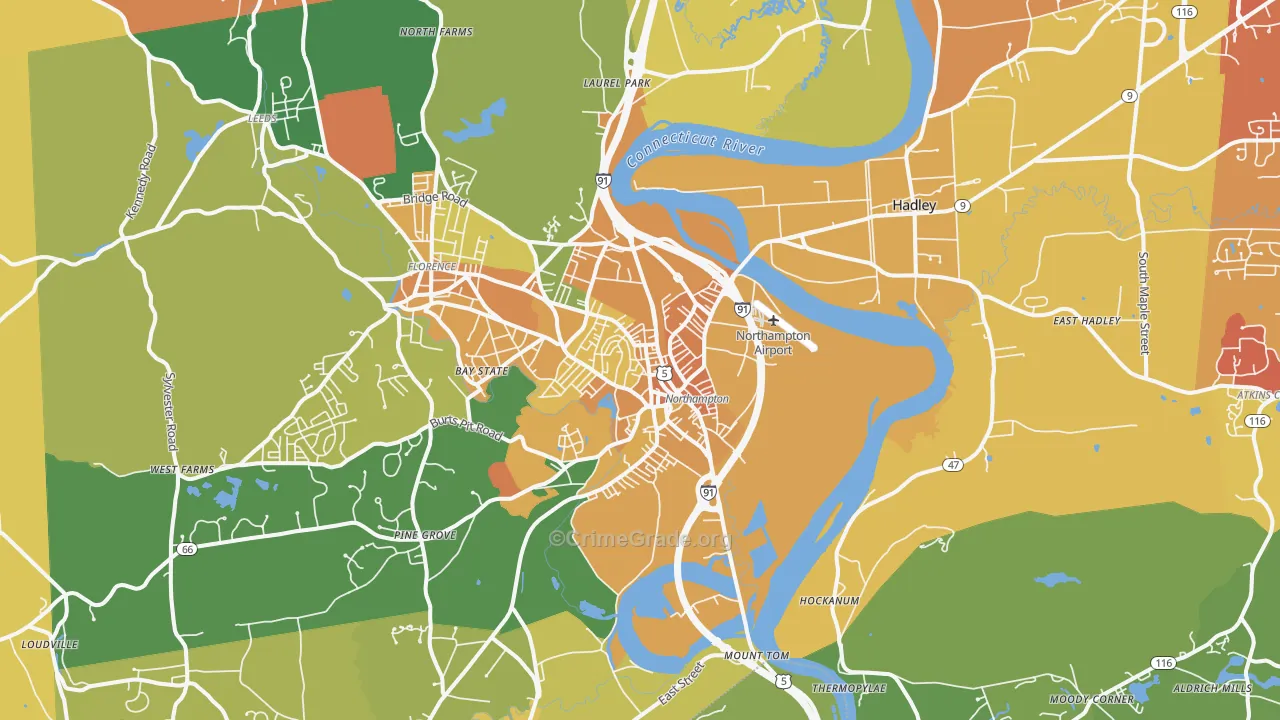 Northampton, MA Map of Murder Rates