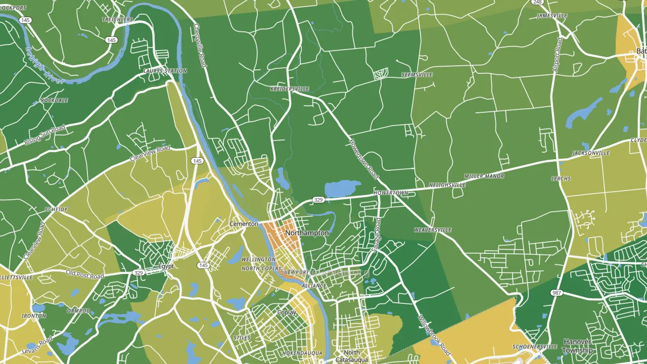 Northampton, PA Map of Murder Rates