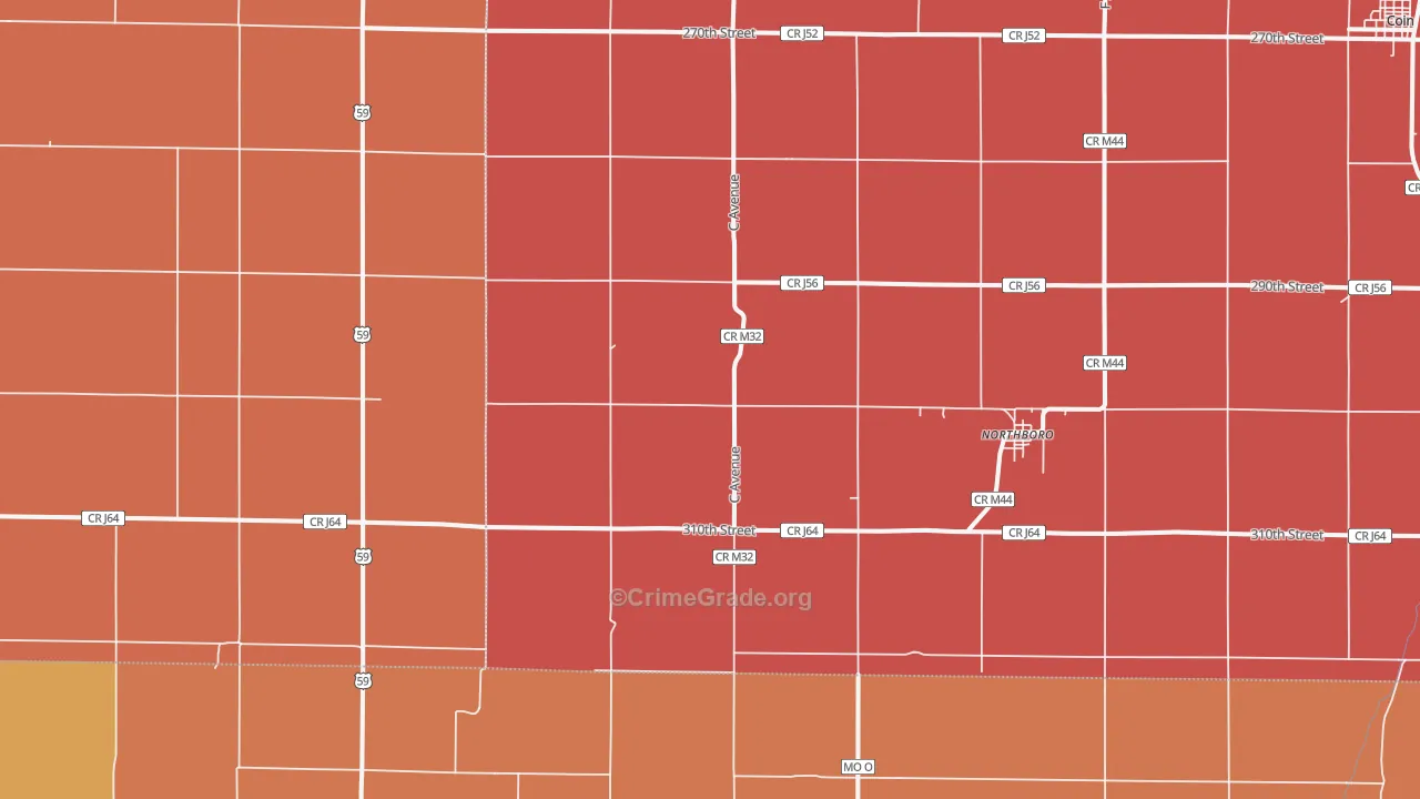 Northboro, IA Map of Murder Rates