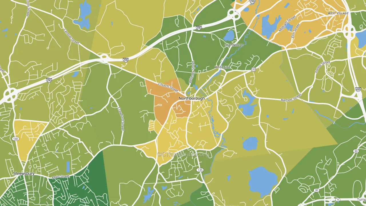 Northborough, MA Map of Murder Rates