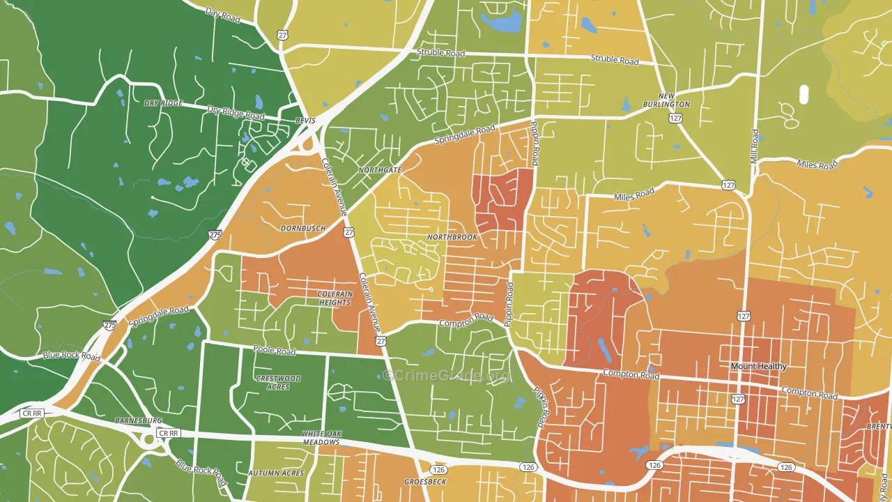 Northbrook, Cincinnati, OH Map of Murder Rates