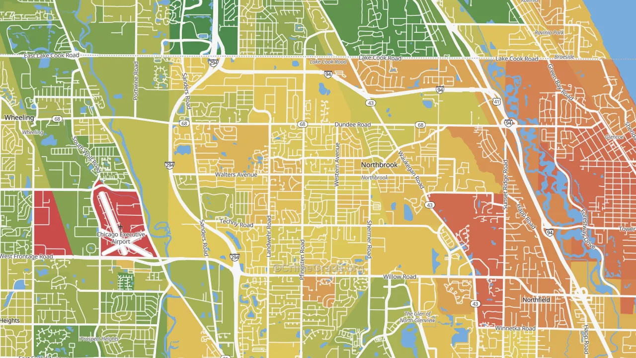 Northbrook, IL Map of Murder Rates