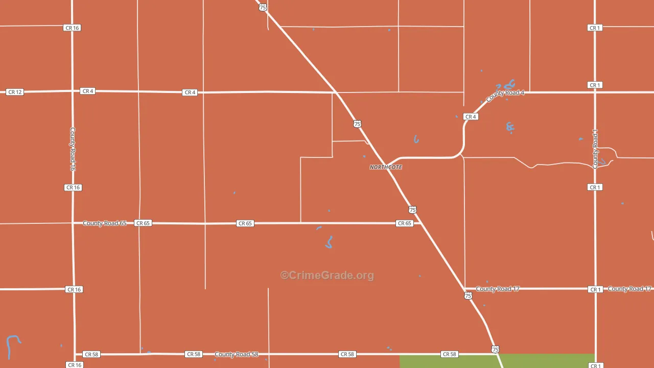 Northcote, MN Map of Murder Rates