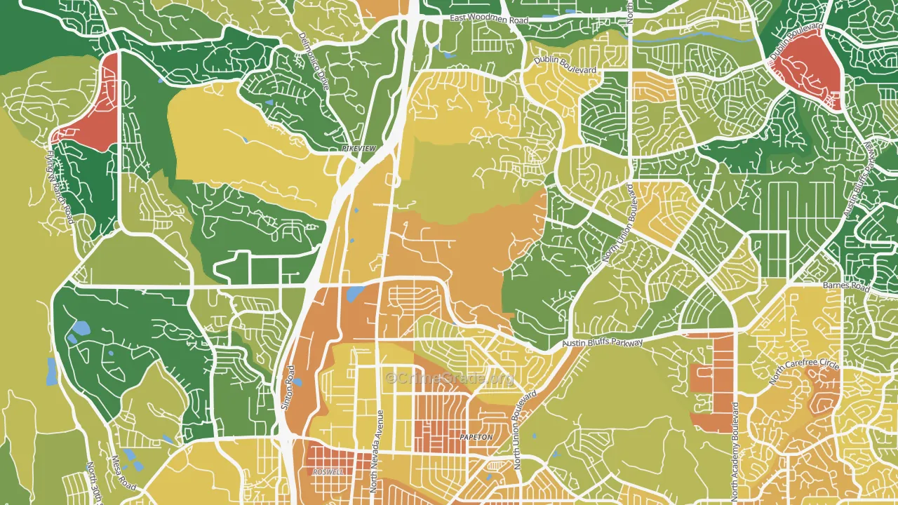 Northeast Colorado Springs, Colorado Springs, CO Map of Murder Rates