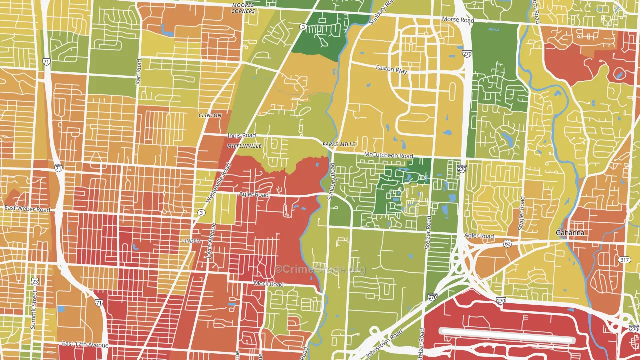 Northeast, Columbus, OH Map of Murder Rates