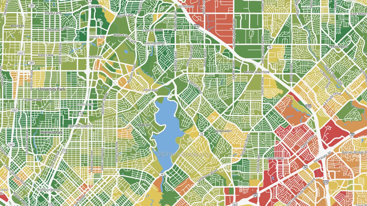 Northeast Dallas-White Rock, Dallas, TX Map of Murder Rates