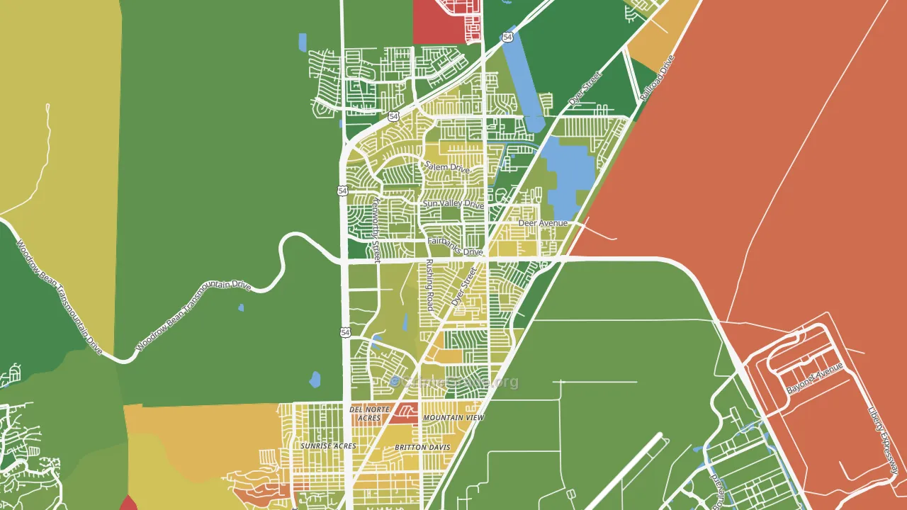 Northeast, El Paso, TX Map of Murder Rates
