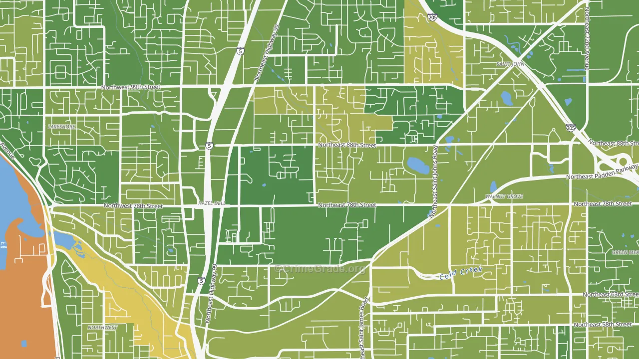 Northeast Hazel Dell, Hazel Dell, WA Map of Murder Rates
