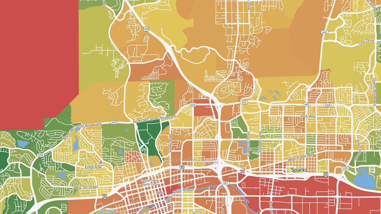 Northeast, Reno, NV Map of Murder Rates