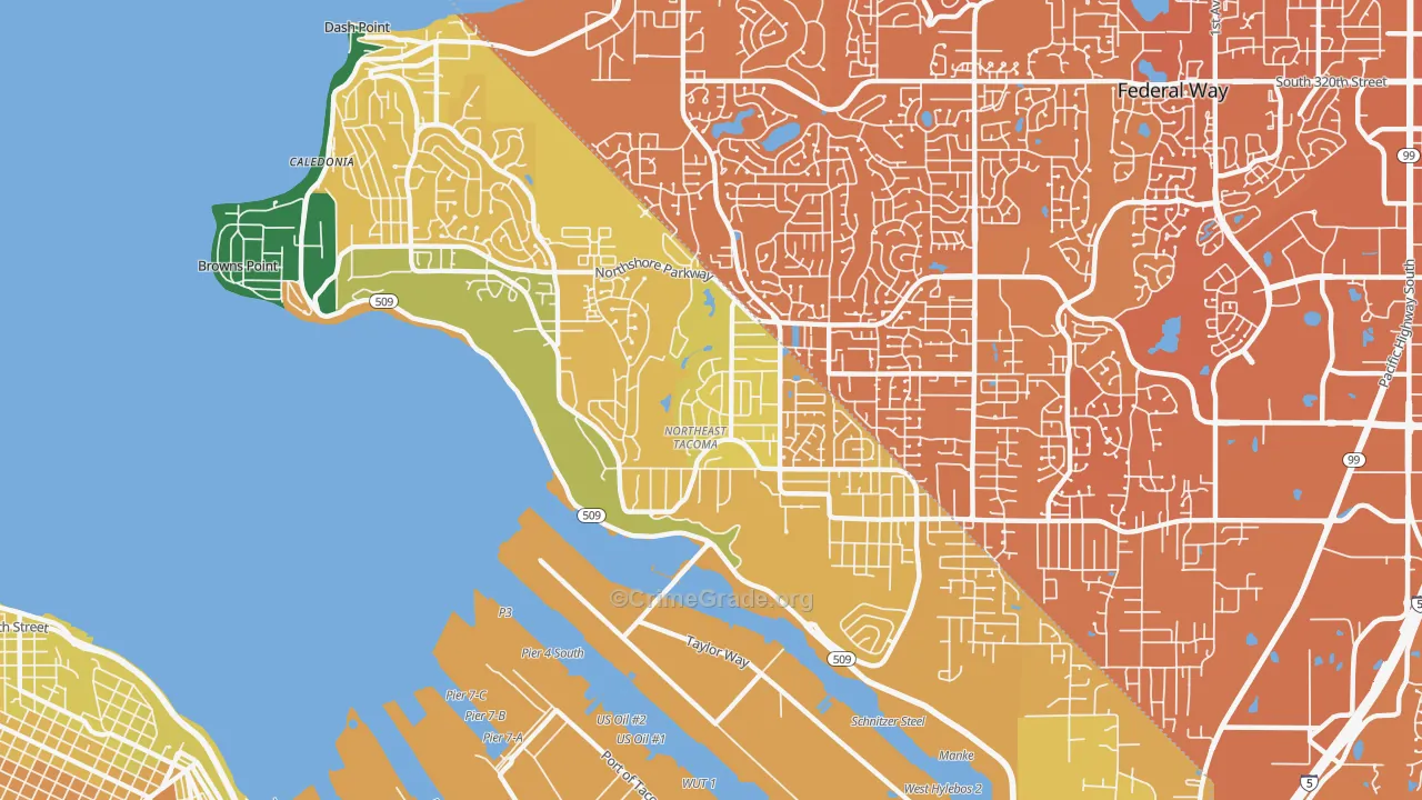 Northeast Tacoma, Tacoma, WA Map of Murder Rates