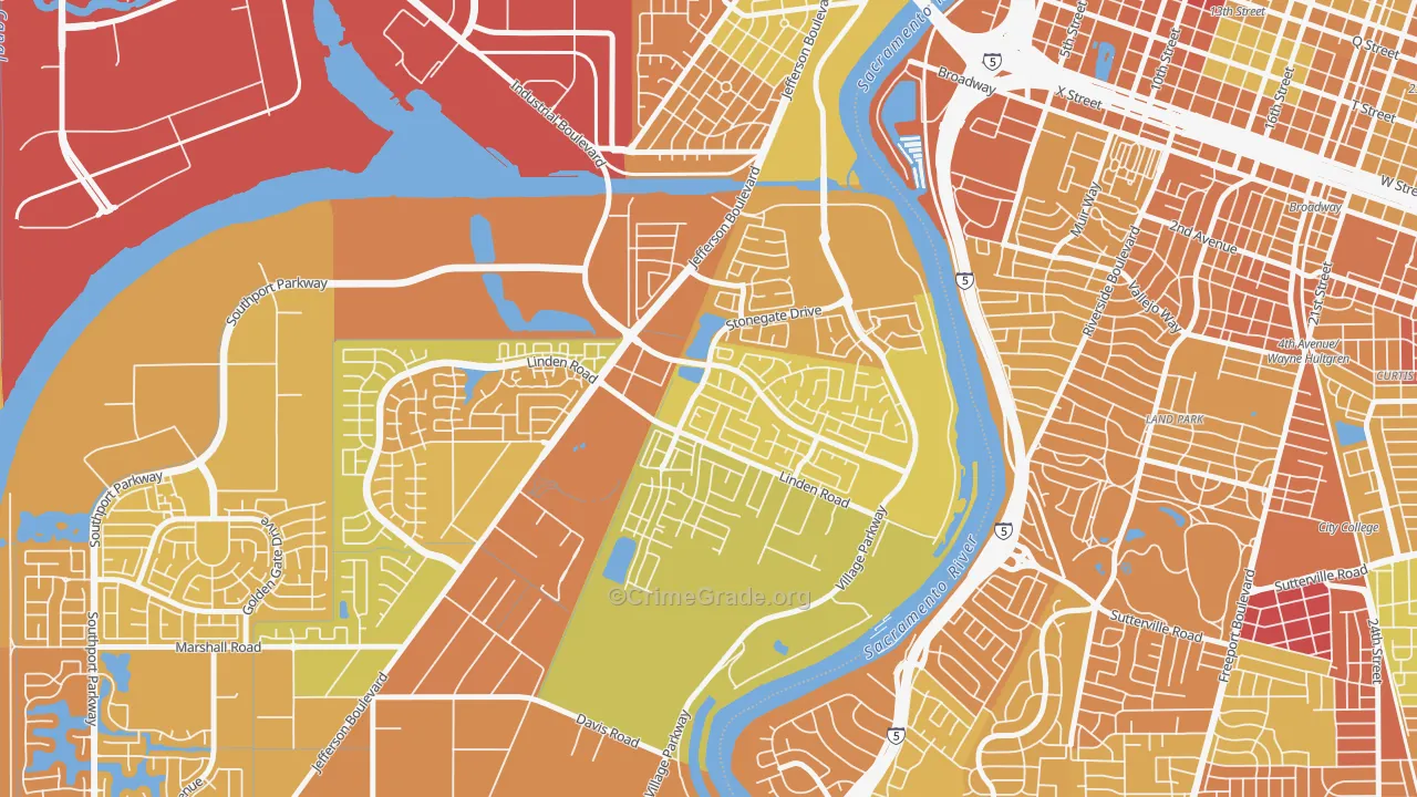 Northeast Village, West Sacramento, CA Map of Murder Rates