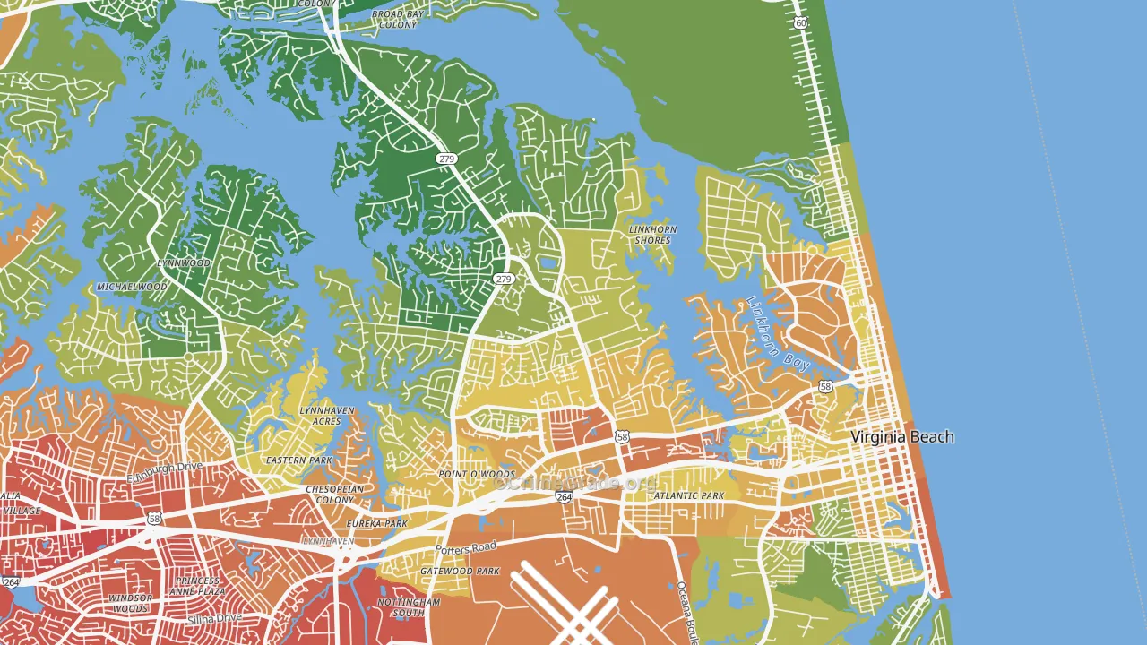 Northeast, Virginia Beach, VA Map of Murder Rates