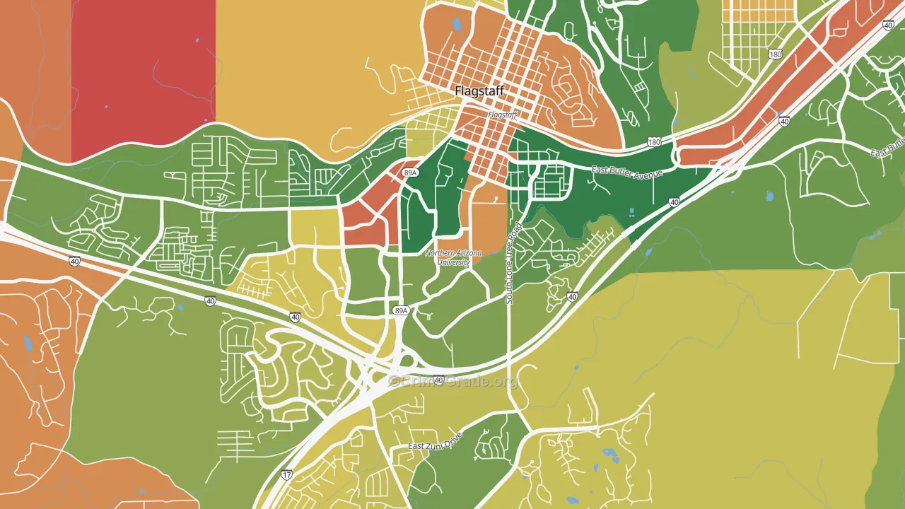 Northern Arizona University, Flagstaff, AZ Map of Murder Rates