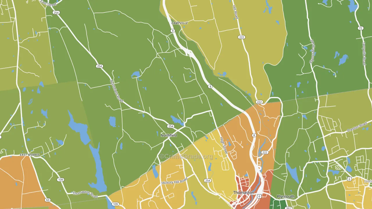 Northfield, CT Map of Murder Rates