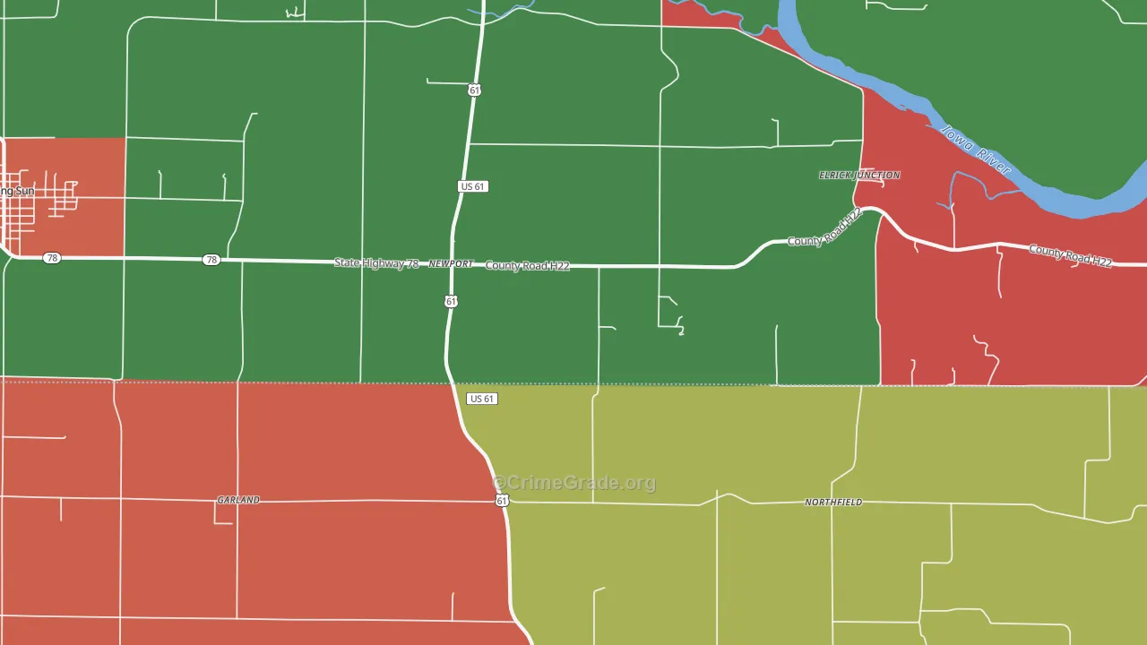 Northfield, IA Map of Murder Rates