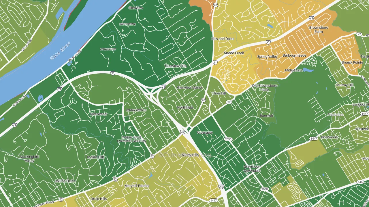 Northfield, KY Map of Murder Rates