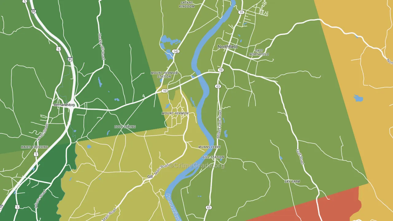Northfield, MA Map of Murder Rates