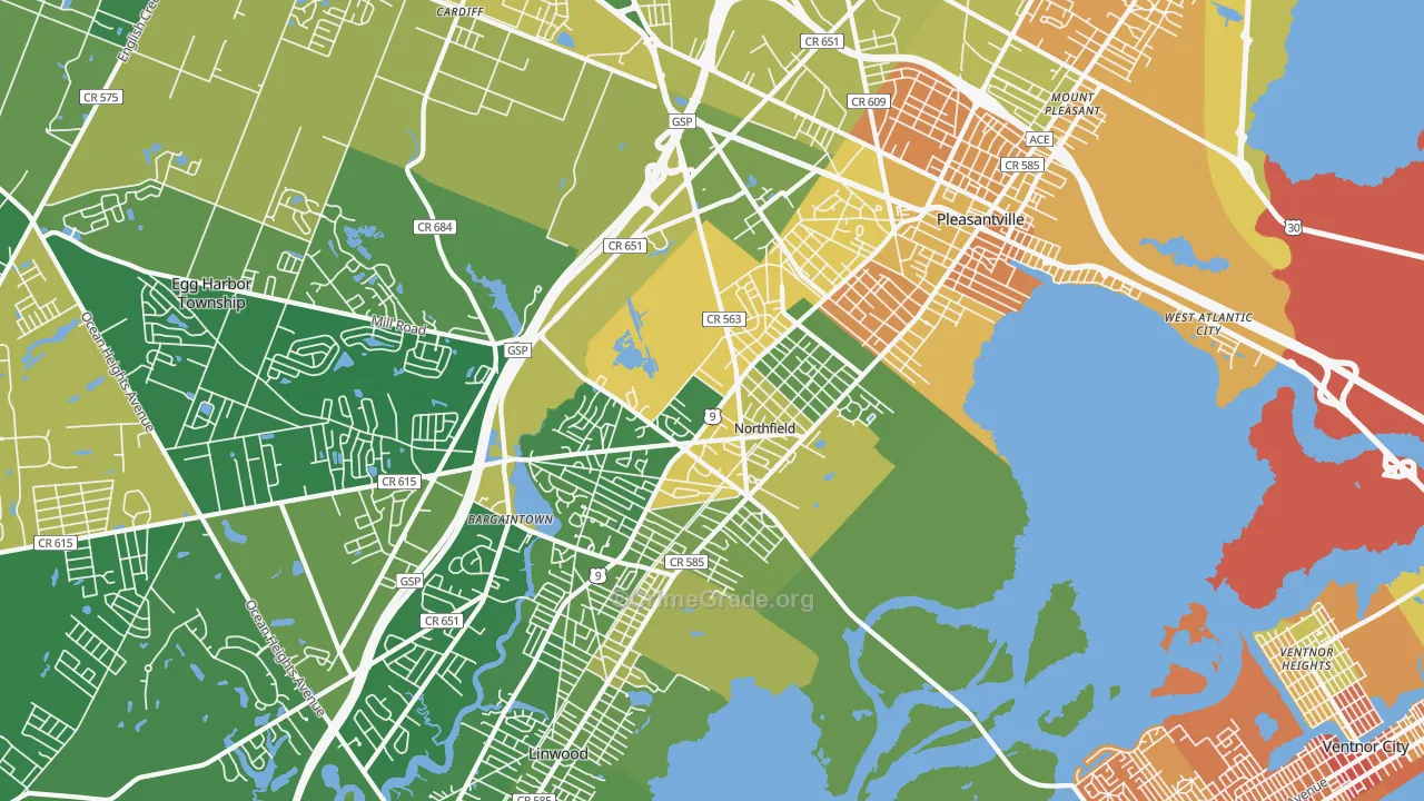 Northfield, NJ Map of Murder Rates