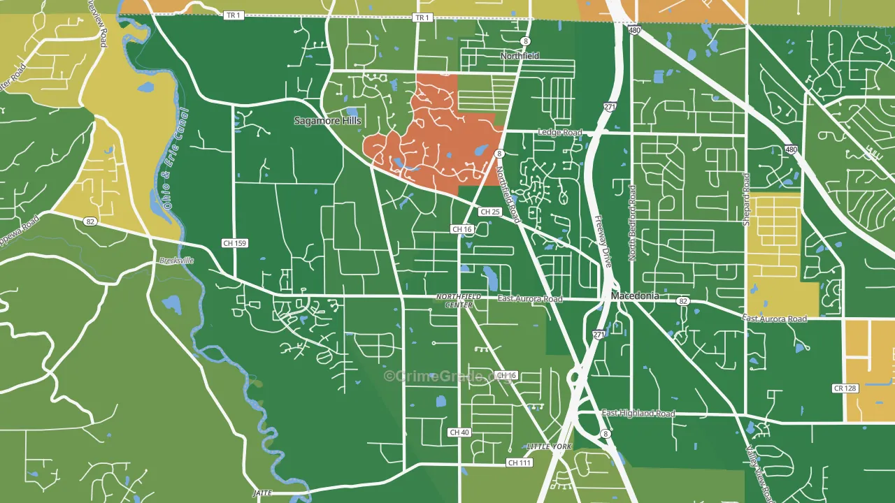 Northfield, OH Map of Murder Rates