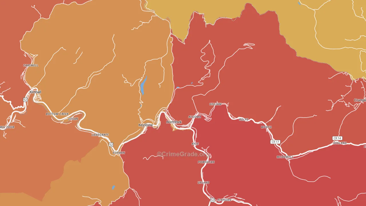 Northfork, WV Map of Murder Rates