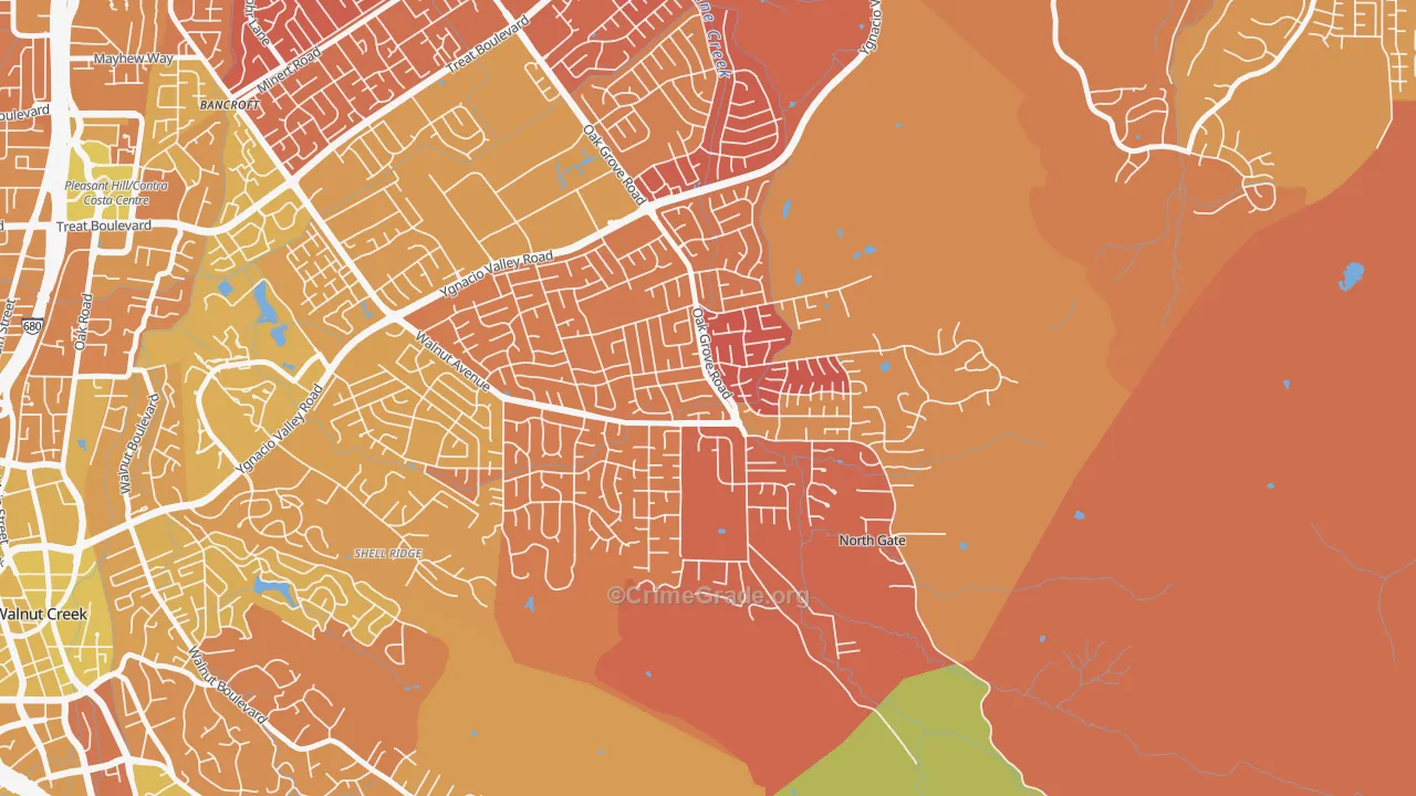 Northgate Area, Walnut Creek, CA Map of Murder Rates