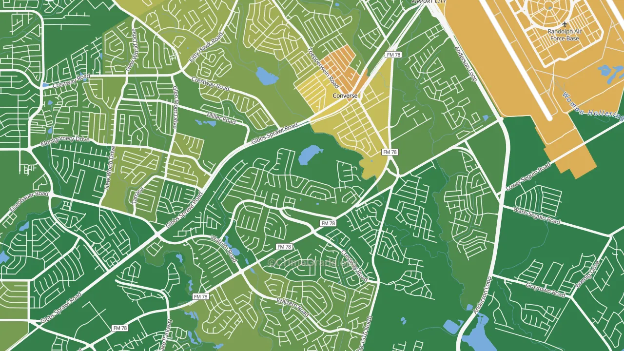 Northhampton, Converse, TX Map of Murder Rates