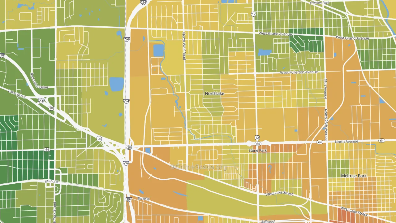 Northlake, IL Map of Murder Rates