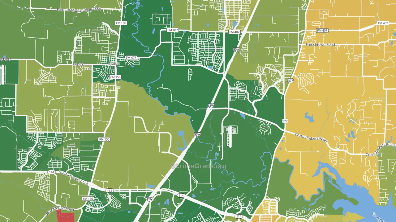 Northlake, TX Map of Murder Rates