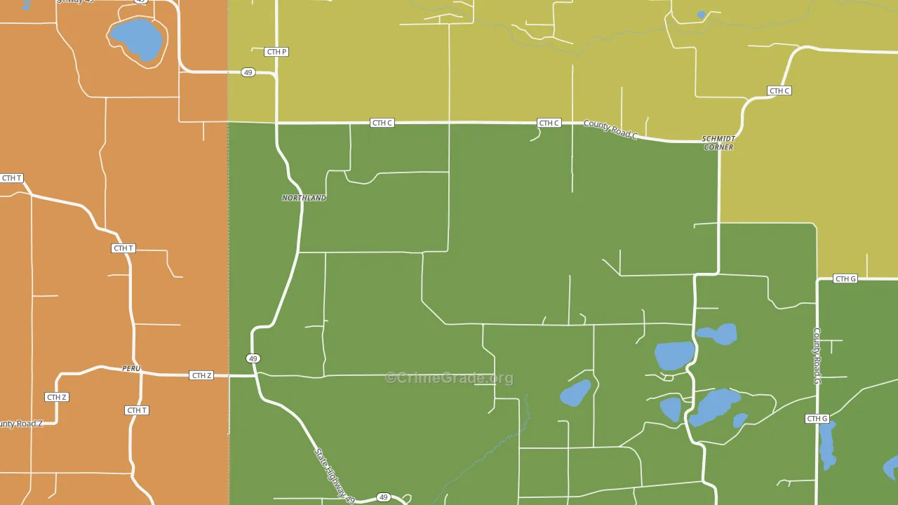 Northland, WI Map of Murder Rates