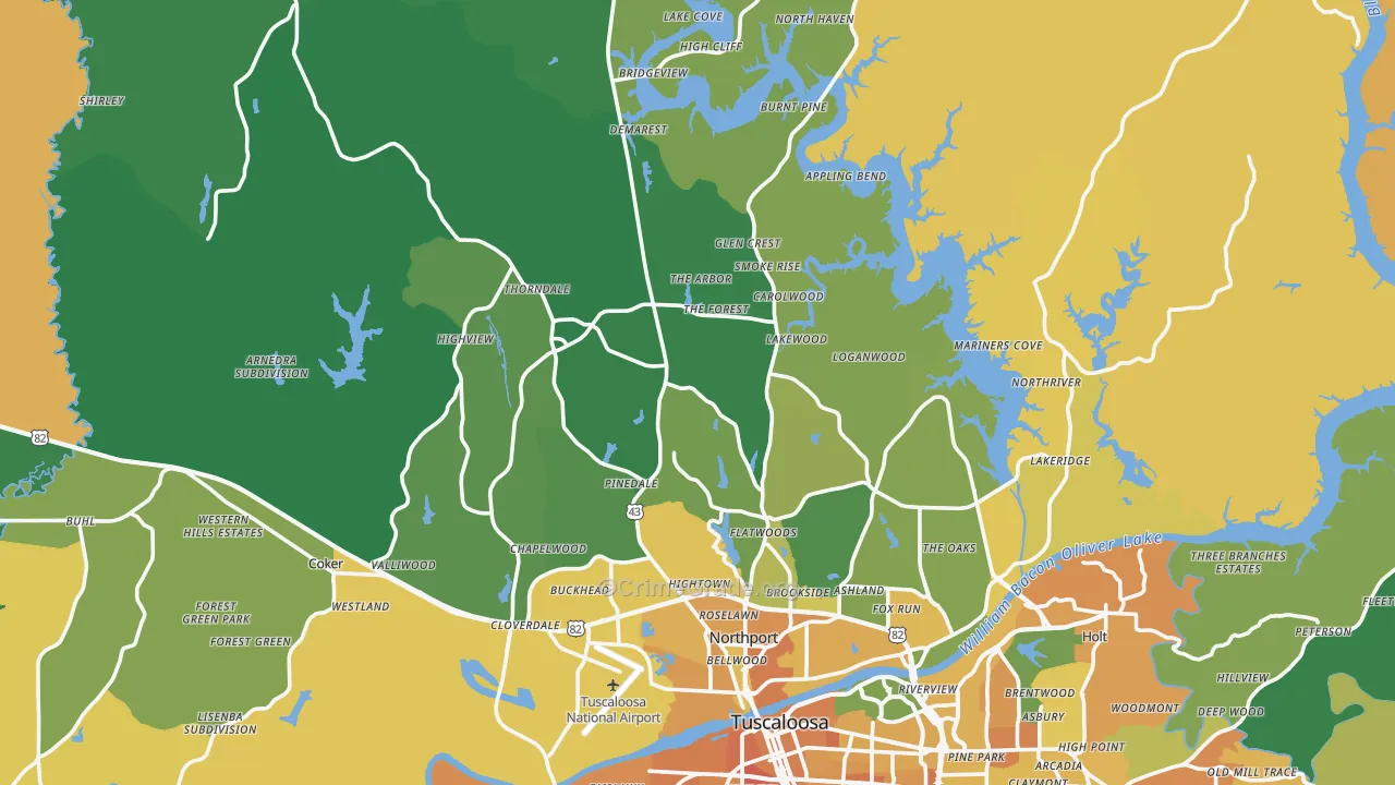 Northport, AL Map of Murder Rates