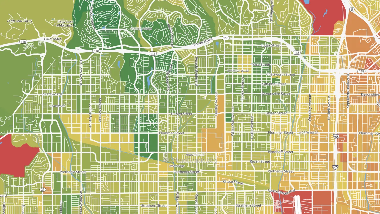 Northridge, CA Map of Murder Rates