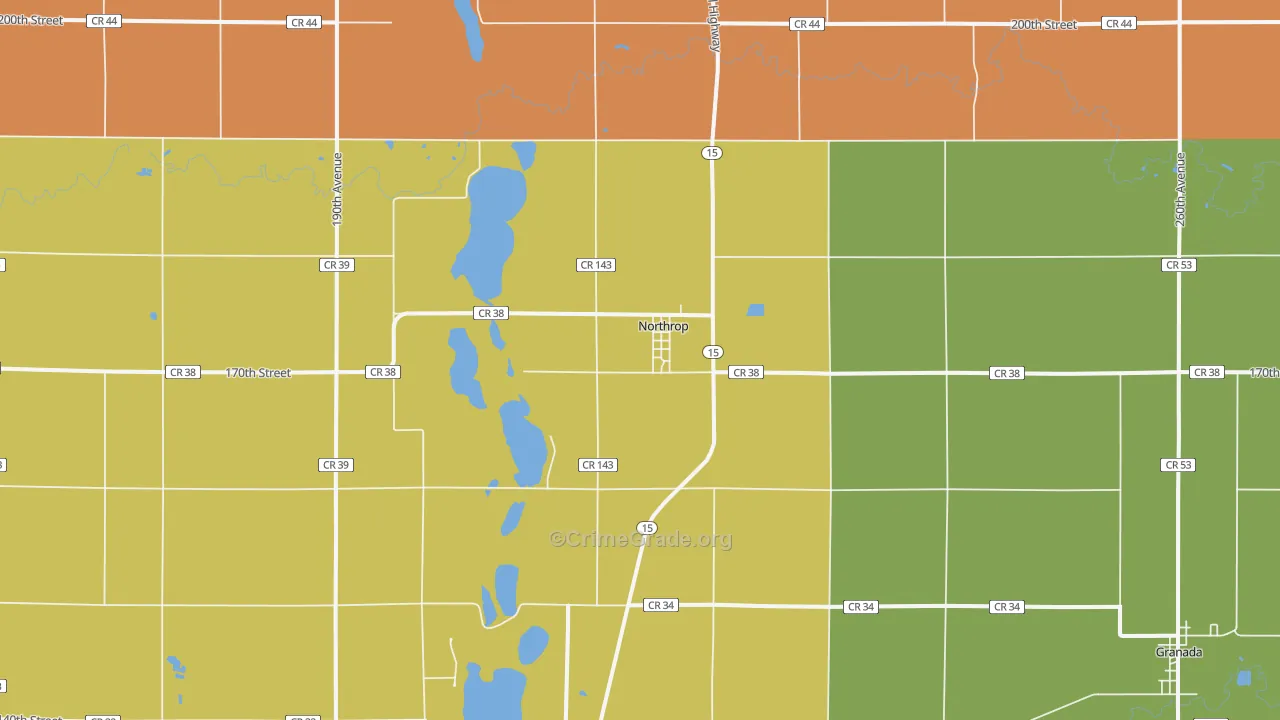 Northrop, MN Map of Murder Rates