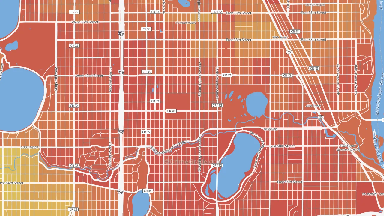 Northrup, Minneapolis, MN Map of Murder Rates
