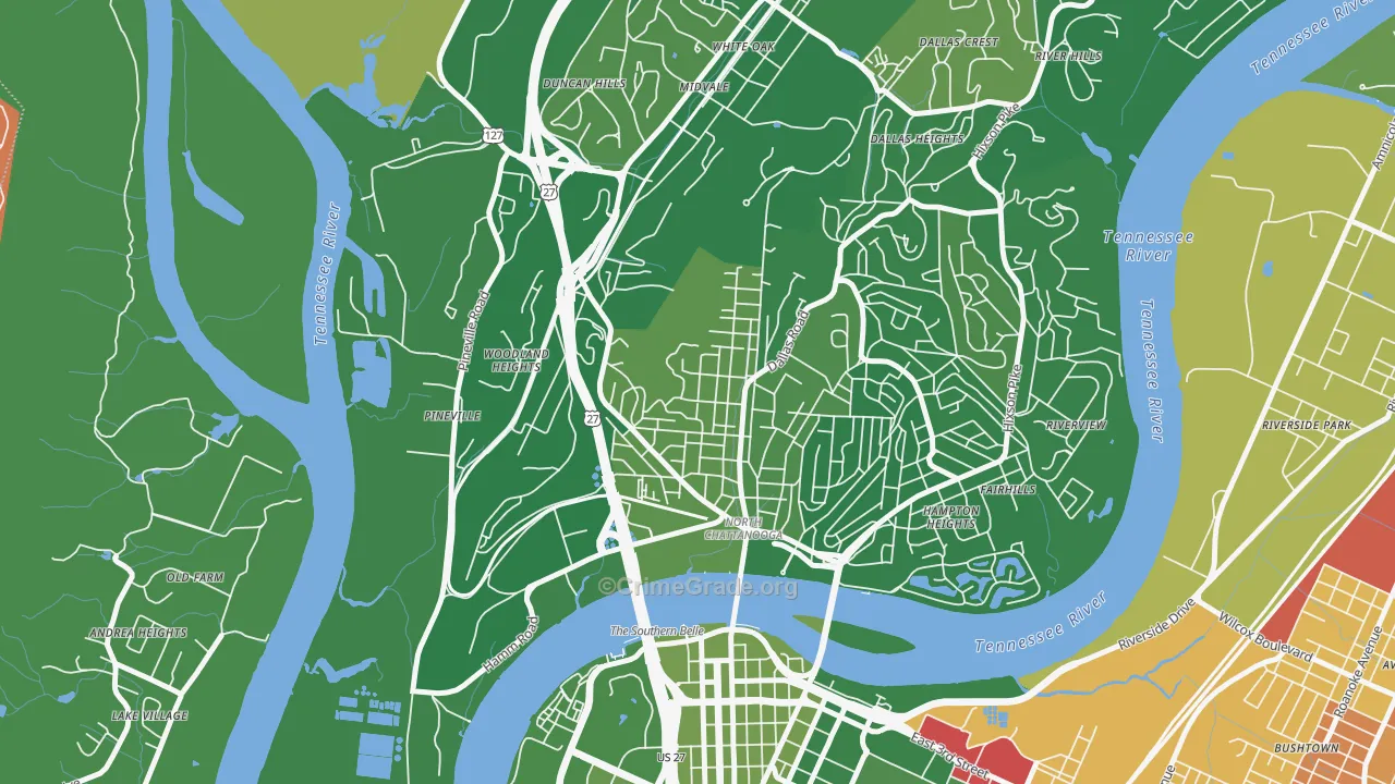 Northside Community, Chattanooga, TN Map of Murder Rates
