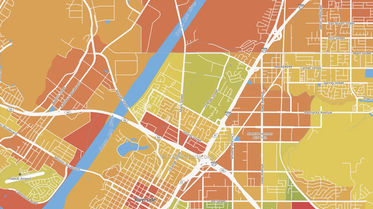 Northside, Riverside, CA Map of Murder Rates