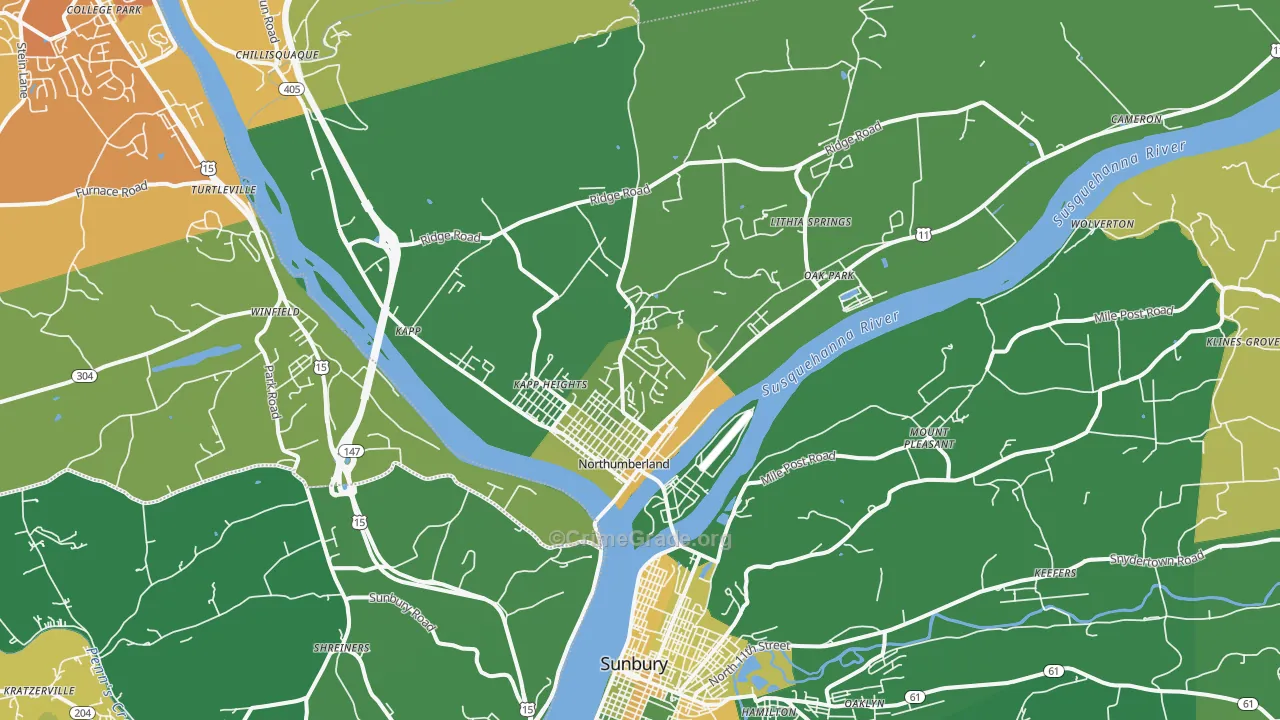 Northumberland, PA Map of Murder Rates