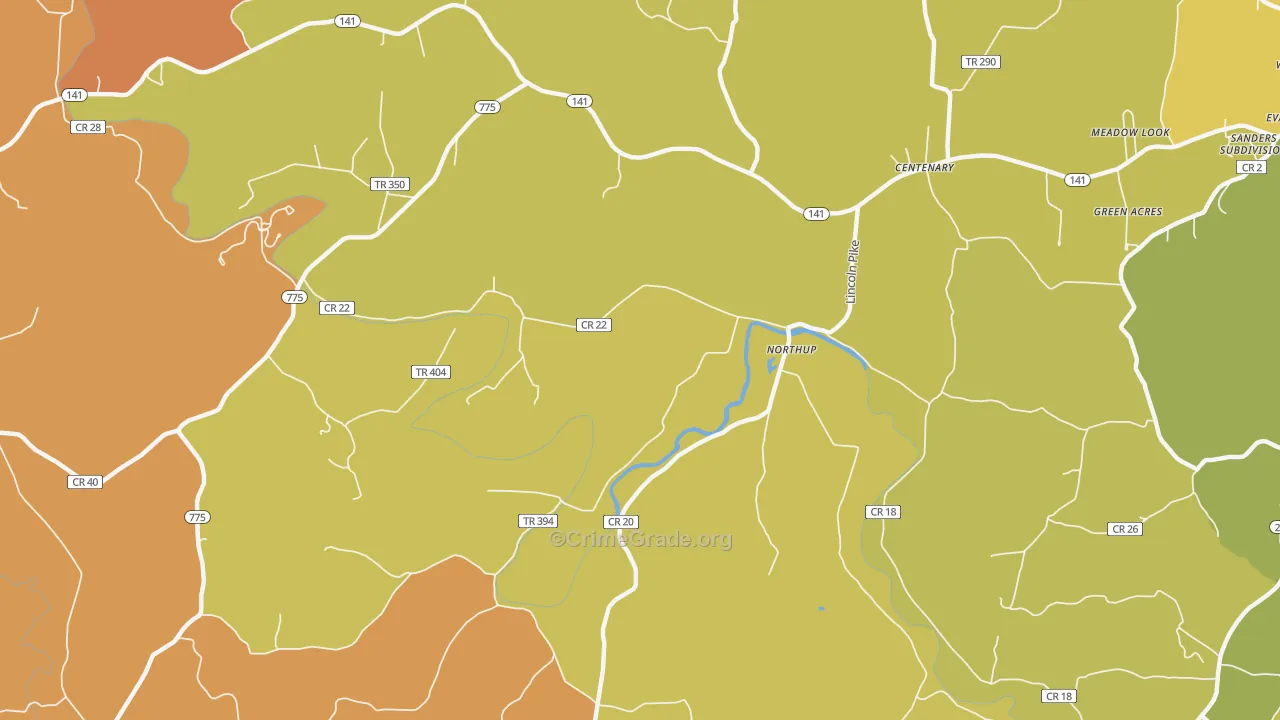 Northup, OH Map of Murder Rates