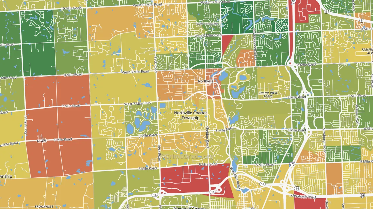 Northville, MI Map of Murder Rates