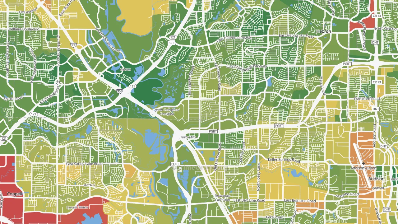 Northwest Dallas, Dallas, TX Map of Murder Rates